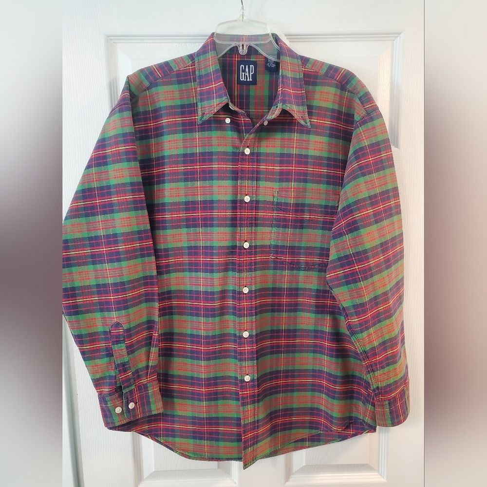 Vintage GAP Red and Green Plaid Button Down Shirt